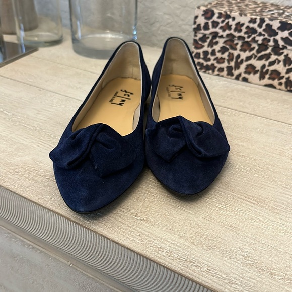 FRENCH SOLE fs/ny Women's 9.0 MADE IN ITALY  Pointed Toe Bow Detail Navy Suede - Picture 3 of 13